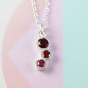 Garnet and Pink Ruby Sterling Silver January Birthstone Necklace 
