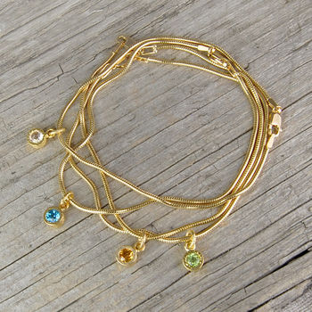 Assorted Charm Gold Birthstone Bracelet