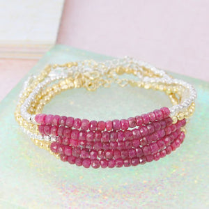 
            
                Load image into Gallery viewer, Gold/Silver Ruby Birthstone Friendship Bracelets
            
        