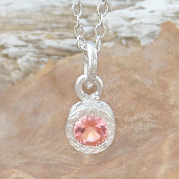 Pink Tourmaline Sterling Silver October Birthstone Pendant Necklace