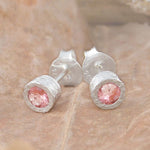 Pink Tourmaline Sterling Silver October Birthstone Stud Earrings