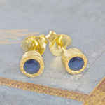Sapphire September Birthstone Gold Stud Earrings