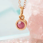 Ruby July Birthstone Rose Gold Pendant Necklace