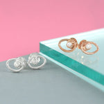 Rose Gold And Silver Topaz Oval Stud Earrings