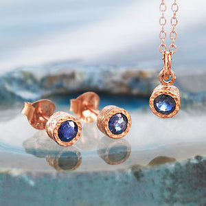 Sapphire September Birthstone Rose Gold Jewellery Set