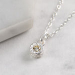 Genuine White Diamond Textured Solitaire Necklace
