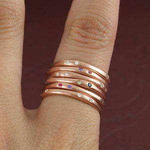 Rose Gold Assorted Birthstone Stacking Ring