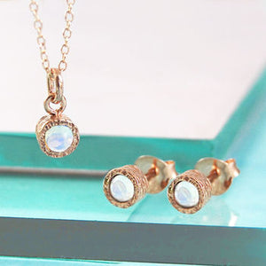 Opal Rose Gold October Birthstone Jewellery Set