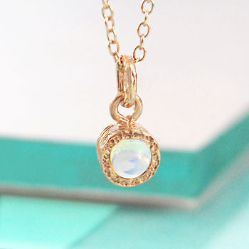 Opal October Birthstone Rose Gold Necklace