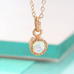 Opal October Birthstone Rose Gold Necklace