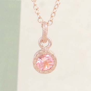 Pink Tourmaline Rose Gold October Birthstone Necklace