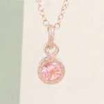 Pink Tourmaline Rose Gold October Birthstone Necklace