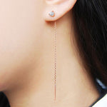 Rose Gold Raw Diamond Chain Threader Earrings