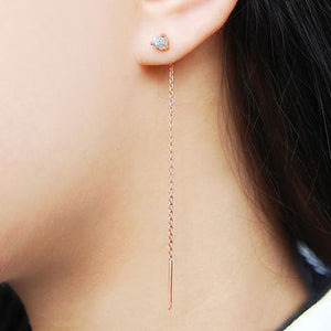 
            
                Load image into Gallery viewer, Rose Gold Raw Diamond Chain Threader Earrings
            
        