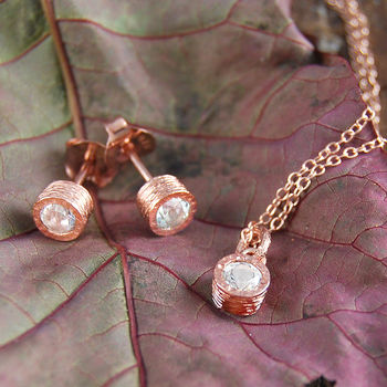 
            
                Load image into Gallery viewer, White Topaz Rose Gold November Birthstone Jewellery Set
            
        