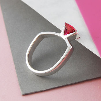 Faceted Ruby Birthstone Sterling Silver Ring