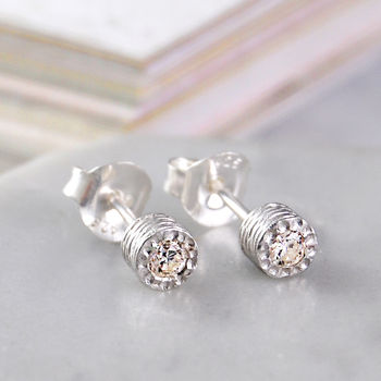 Fine Jewellery Genuine Diamond Birthstone Stud Earrings