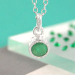 Emerald October Birthstone Sterling Silver Pendant Necklace