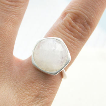 Silver Moonstone Precious Birthstone Ring