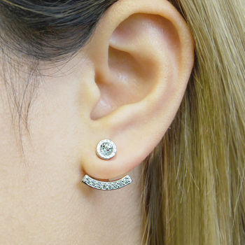 
            
                Load image into Gallery viewer, Silver Topaz Birthstone Ear Jacket Stud Earrings
            
        