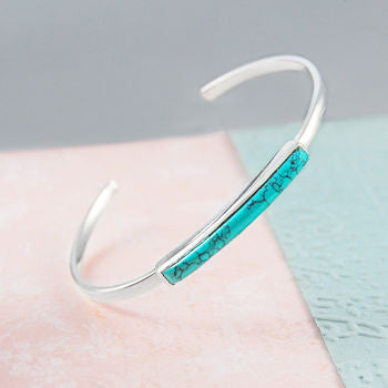 
            
                Load image into Gallery viewer, Turquoise December Birthstone Sterling Silver Bangle
            
        