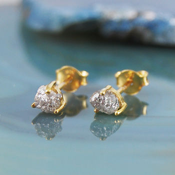Tiny Vermeil Diamond Birthstone Stud Earrings