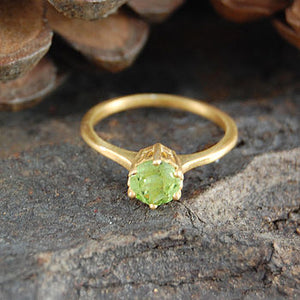 Peridot Solitaire August Birthstone Semi Precious Gemstone Ring