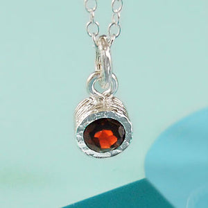 
            
                Load image into Gallery viewer, Garnet January Birthstone Sterling Silver Pendant Necklace
            
        