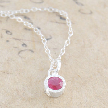 Ruby Sterling Silver July Birthstone Pendant Necklace