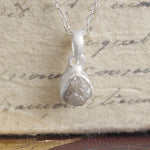 Genuine Birthstone Silver Rough Diamond Necklace