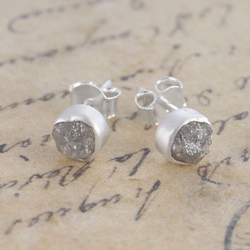 
            
                Load image into Gallery viewer, Rough Diamond Silver Stud Earrings
            
        