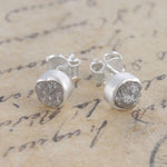 Rough Diamond Silver Stud Earrings
