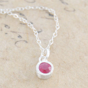 Pink Ruby Sterling Silver July Birthstone Pendant Necklace