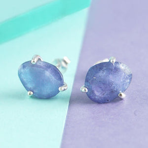 
            
                Load image into Gallery viewer, Purple Tanzanite Birthstone Silver Stud Earrings
            
        