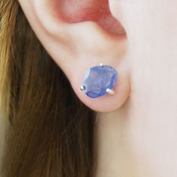 
            
                Load image into Gallery viewer, Purple Tanzanite Birthstone Silver Stud Earrings
            
        