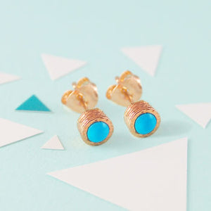 Turquoise Rose Gold December Birthstone Stud Earrings