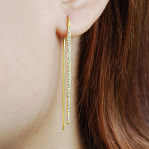 Gold Vermeil 36 Stone White Topaz November Birthstone Minimalist Drop Earrings