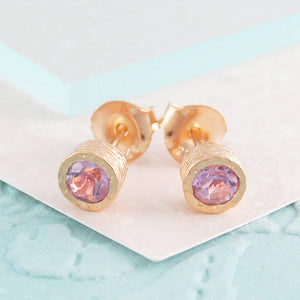 Rose Gold Amethyst February Birthstone Stud Earrings