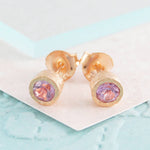 Amethyst Gold February Birthstone Stud Earrings