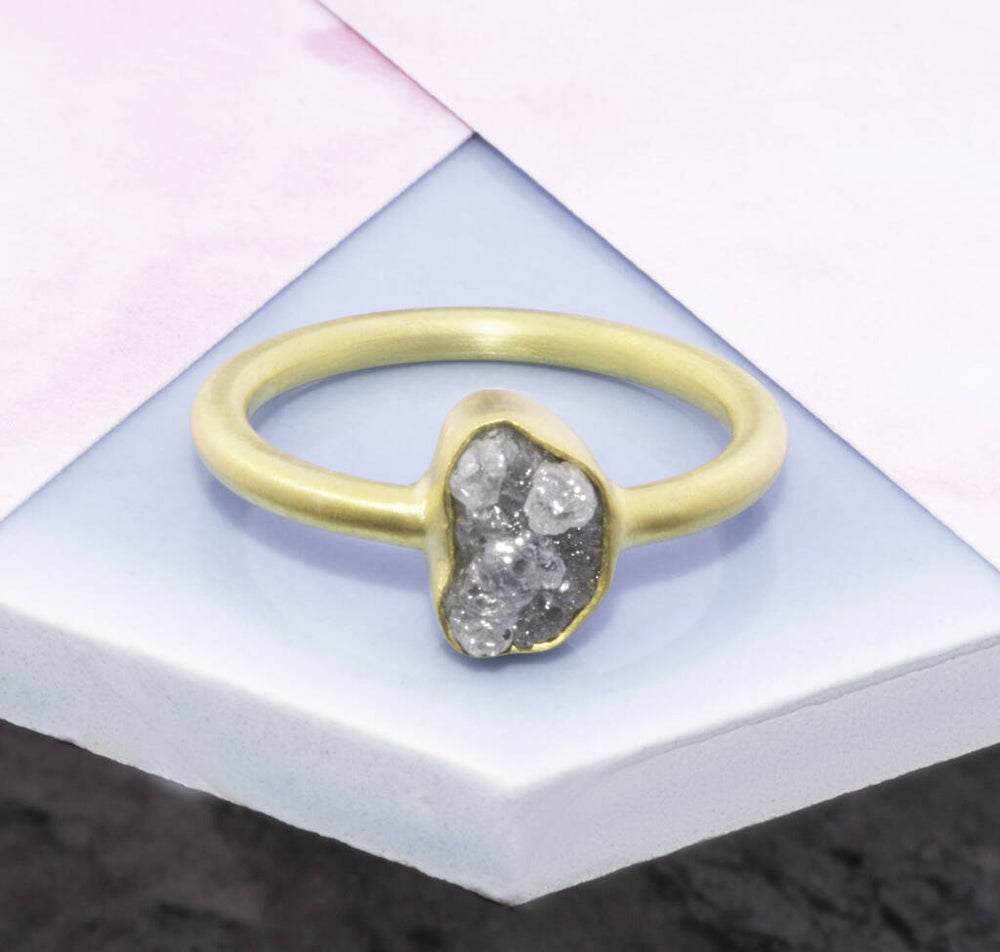 Genuine Rough Diamond Gold Ring