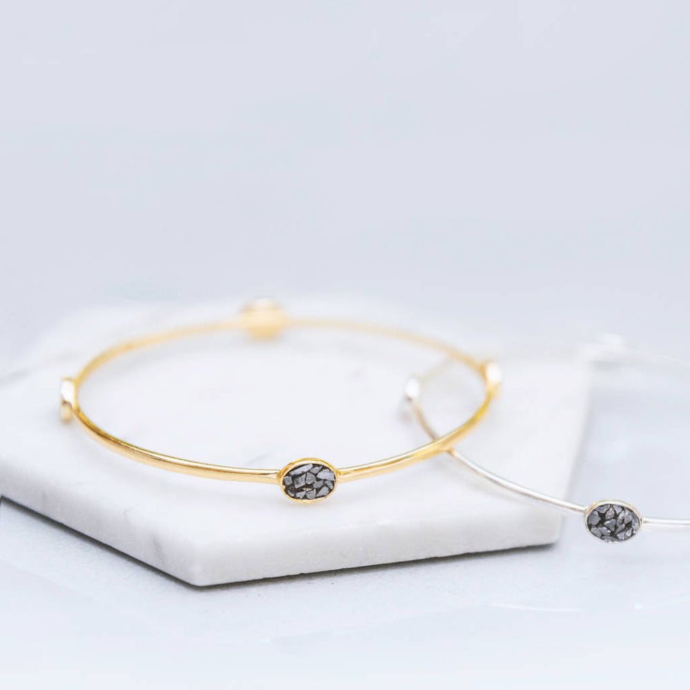 Gold And Silver Crushed Diamond Stacking Bangle