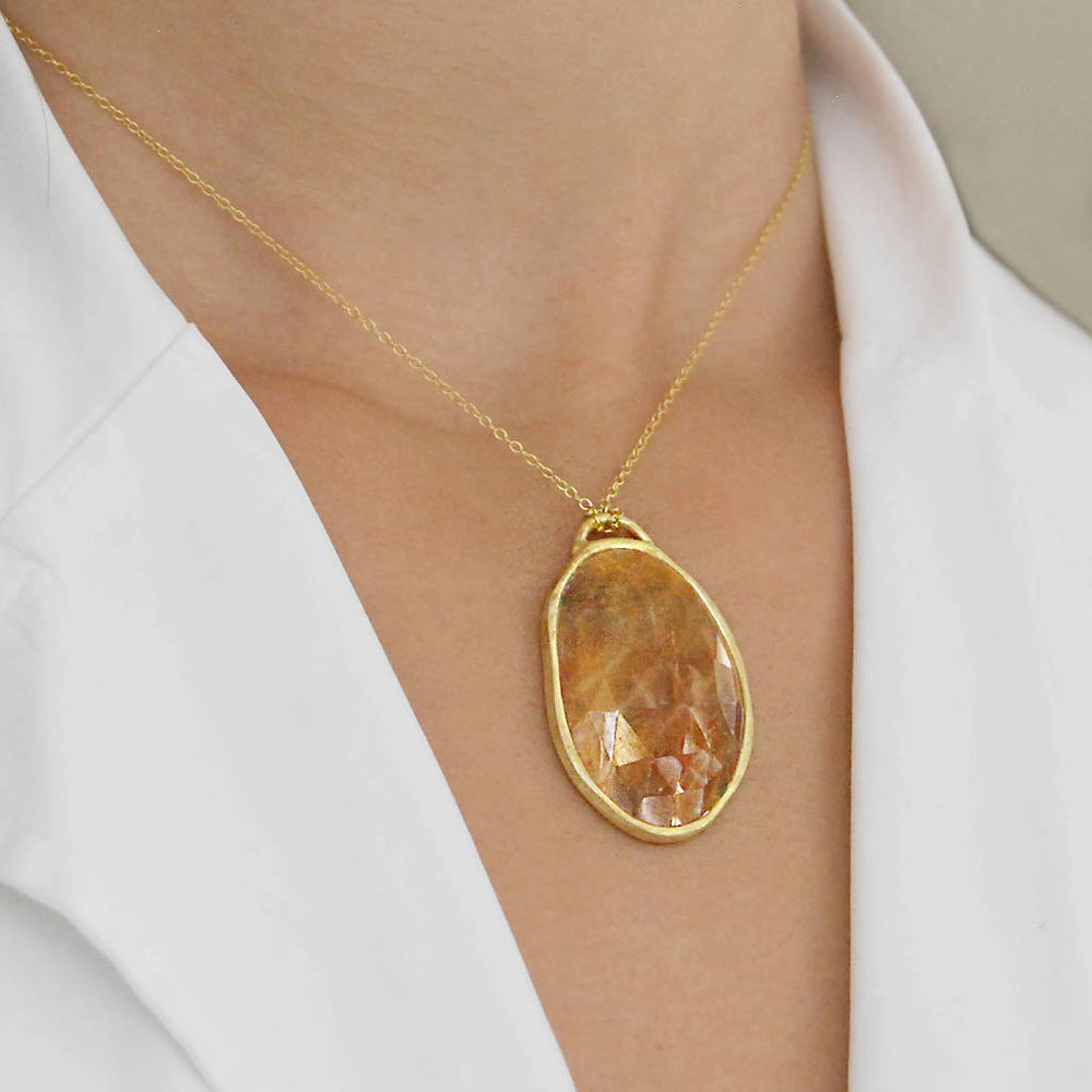 Gold Birthstone Statement Golden Sapphire Necklace