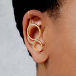 Topaz Gold Double Circle Ear Cuff Earrings