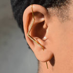 Gold White Topaz Arrow Ear Cuff Earrings