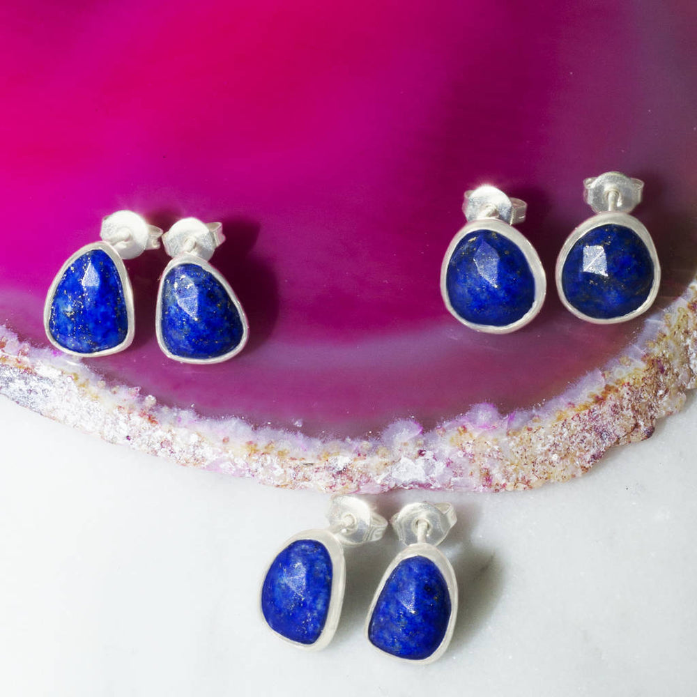 Lapis Lazuli Sterling Silver Gemstone Stud Earrings