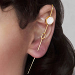 Yellow Gold Moonstone Ear Cuff Earrings