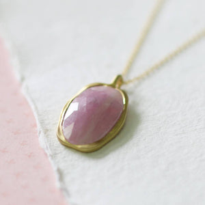 Pink Sapphire Gold Birthstone Necklace