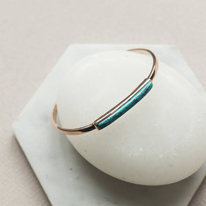 
            
                Load image into Gallery viewer, Rose Gold December Birthstone Turquoise Cuff Bangle
            
        