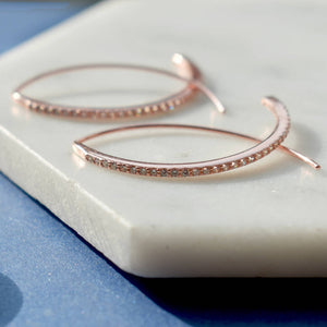 
            
                Load image into Gallery viewer, Rose Gold White Topaz Wishbone Earrings
            
        