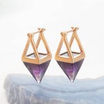 Purple Amethyst Geometric Drop Earrings